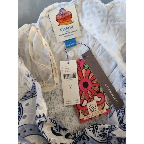 NWT Farm Rio One-Shoulder Eyelet Midi Dress Size S Blue 9B412 - Picture 10 of 11